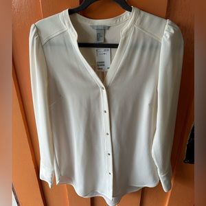 H&M ivory blouse gold snaps size 10 NWT